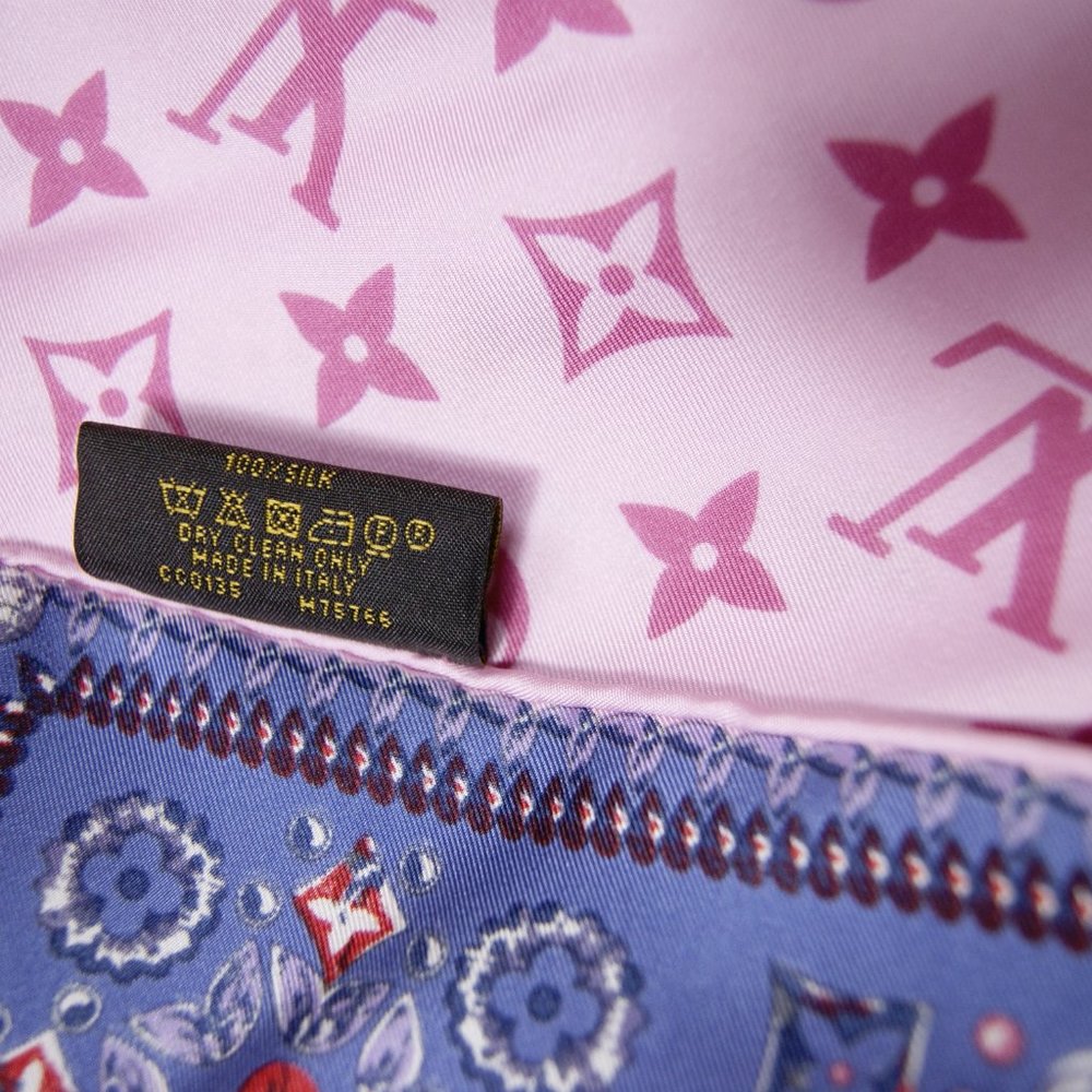 New Louis Vuitton Scarf Monogram Giant Pink Silk Oversize Wrap - Picture 8 of 14